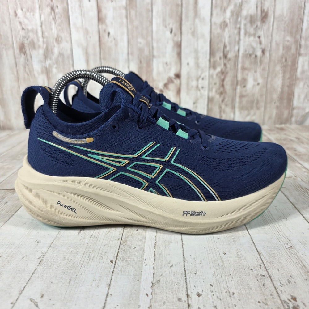 Asics Gel-Nimbus 25 Womens Running Shoes Navy Blue Teal 1012B601 US 7